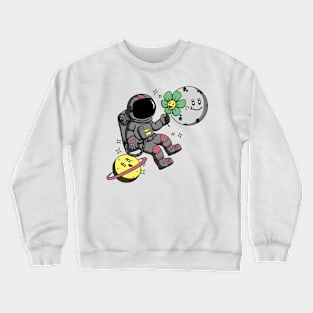 Astronaut | Happy Astronout fly on the space Crewneck Sweatshirt